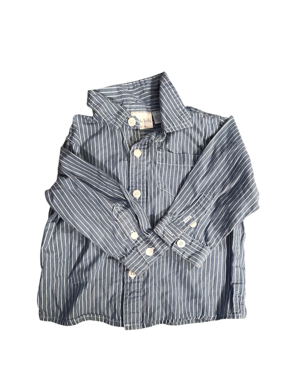 Koala Kids Blue White Stripe Button Down Shirt Toddler 12 Months Preppy
